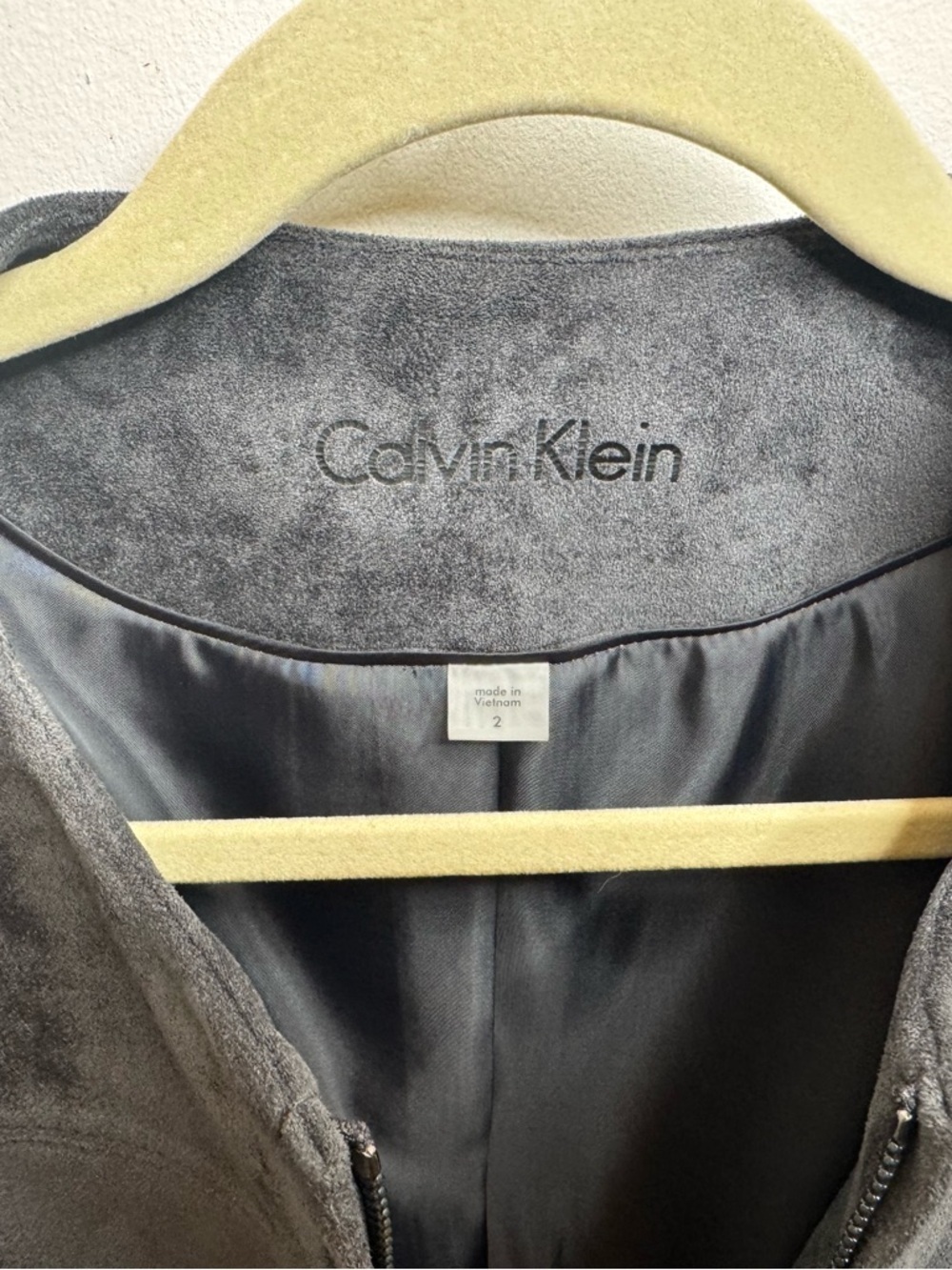 Calvin Klein Women's Charcoal Gray Suede-Look Zip Jacket Caroline bessette style - Picture 4 of 5